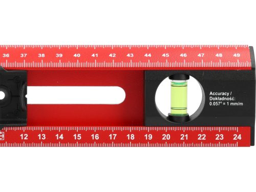 YATO YT-30329 Alumínium vízmértékvonalzó 500mm 2 libellával és 4 furatközép jelölő csuszkával