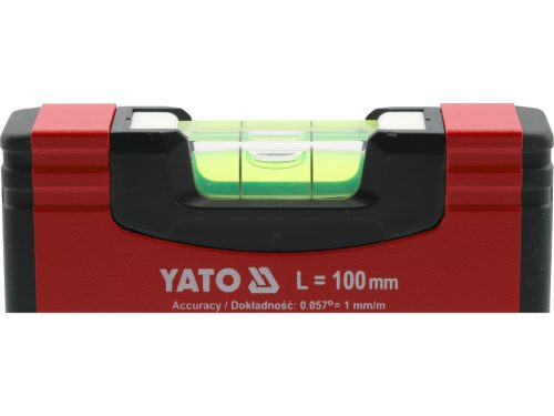 YATO YT-30350 Alumínium zsebvízmérték 100mm 1 libellás bordázott szerkezetű merev profillal