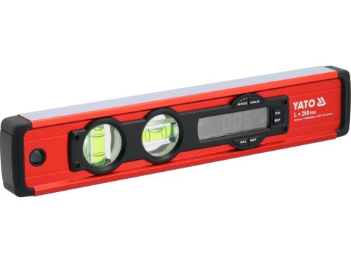 YATO YT-30396 Alumíniumöntvény elektronikus vízmérték 268mm 2 libellával digitális kijelzővel szögmérés funkcióval