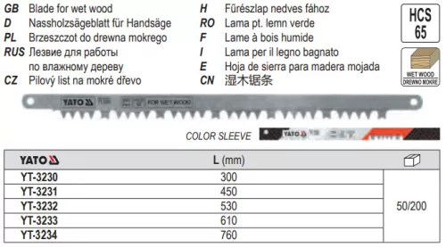 YATO YT-3234 Fűrészlap nedves fára 760 mm