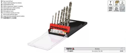 YATO YT-33873 Fafúrószár készlet 7 részes 3 - 10 mm bit befogású