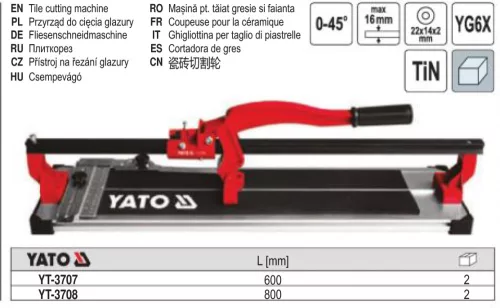 YATO YT-3707 Csempevágó 600 mm 1 sínes