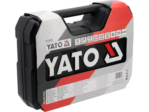 YATO YT-38785 Szerszámkészlet 1/4 és 3/8 col dugókulcsokkal és csillag-villás kulcsokkal 92 részes