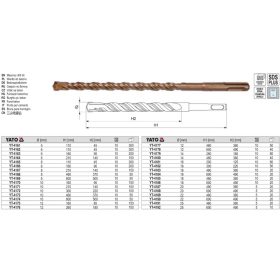 YATO YT-4192 Kőzetfúró 25 x 600/490 mm SDS-Plus