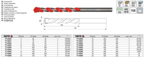 YATO YT-43947 Univerzális fúrószár 12 x 150/90 mm