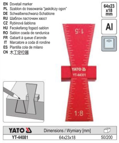 YATO YT-44081 Asztalos fecskefark sablon Alumínium