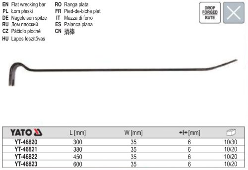 YATO YT-46821 Ládabontó 380 x 35 x 6 mm