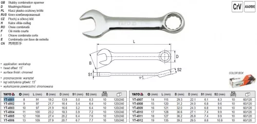 YATO YT-4901 Rövid csillag-villáskulcs 8 mm / 91 mm CrV