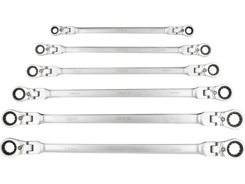 Yato YT-50390 Extra hosszú racsnis csuklós irányváltós csillagkulcs készlet 6 részes 8-19mm-ig