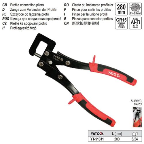 YATO YT-51311 Profilegyesítő fogó (gipszkartonozáshoz) 280 mm d= 0,5-0,8 mm