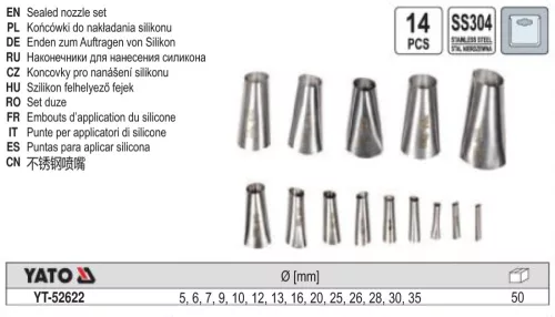YATO YT-52622 Kittkinyomó hegy készlet 14 részes inox