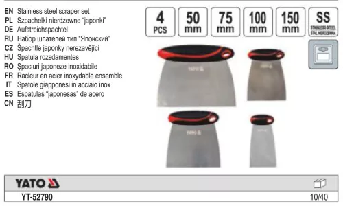 YATO YT-52790 Spatulya készlet 4 részes 50 - 150 mm inox