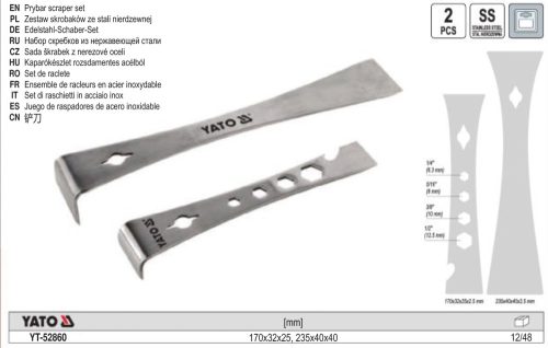 YATO YT-52860 Inox festékkaparó készlet 2 részes 170, 230 mm