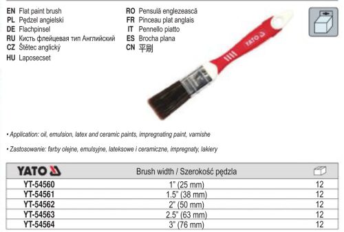 YATO YT-54564 Ecset műanyag nyéllel 3" kevert sörte