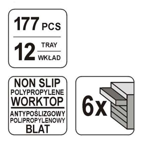 YATO YT-5530 Szerszámkocsi szerszámokkal 177 részes