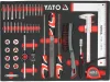 YATO YT-55498 Szivacs fiókbetét szerszámkocsihoz 43 részes (menetfúró, menetmetsző, reszelő, drótkefe, tolómérő, mérőszalag, derékszög)