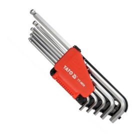   YATO YT-5838 Hosszú gömbfejű imbuszkulcs készlet 12 részes 1/16"-3/8" CrV