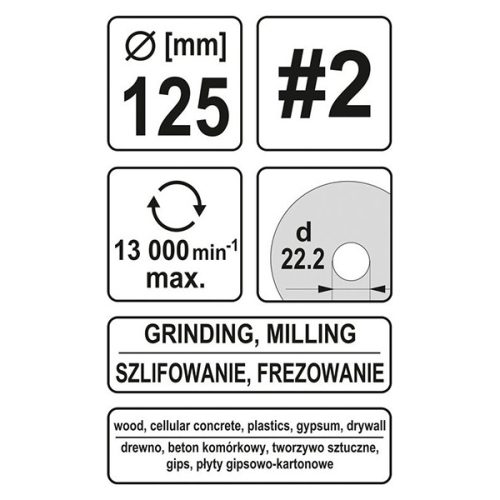 YATO YT-59169 Ráspolykorong közepes #2 125 x 22,2 mm