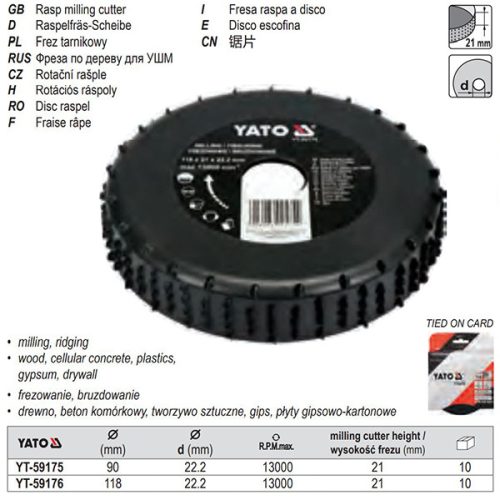 YATO YT-59175 Ráspolykorong 90 x 21 x 22,2 mm