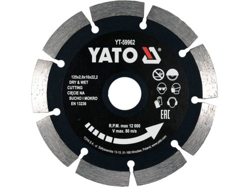 YATO YT-59962 Gyémánt vágókorong 125 x 2,0 x 10 x 22,2 mm szegmentált