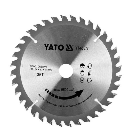 YATO YT-60577 Fűrésztárcsa fához 160 x 20 x 1,5 mm / 36T