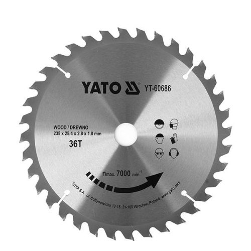 YATO YT-60686 Fűrésztárcsa fához 235 x 25,4 x 1,8 mm / 36T