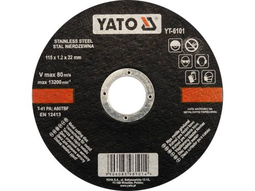 YATO YT-6101 Vágókorong fémre 115 x 1,2 x 22 mm inox