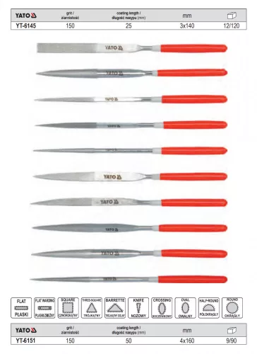 YATO YT-6151 Tűreszelő készlet 10 részes 4,0 x 160 mm