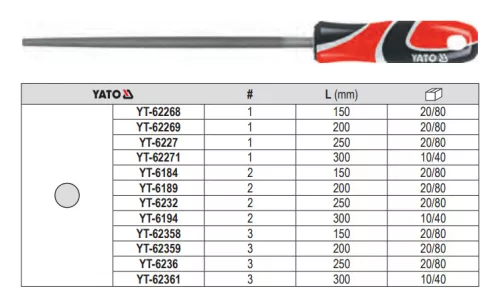 YATO YT-62269 Kerek reszelő 200 mm / #1 durva
