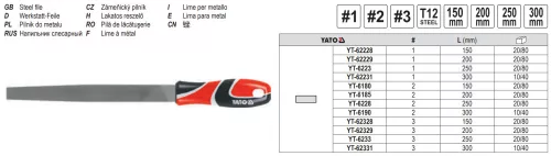 YATO YT-62331 Lapos reszelő 300 mm / #3 finom