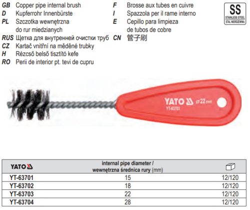 YATO YT-63701 Rézcső tisztító 15 mm