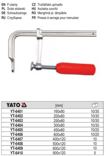 YATO YT-6402 Gyorscsavarszorító 200 x 80 mm