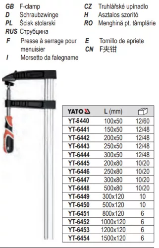 YATO YT-6452 Gyorscsavarszorító 1000 x 120 mm