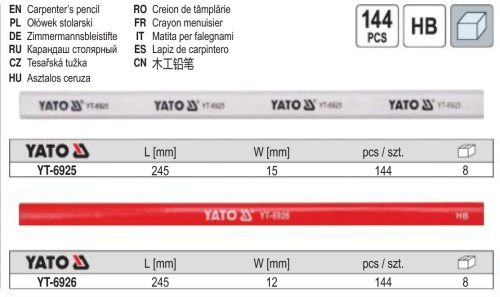 YATO YT-6925 Ácsceruza 245 mm fehér (144 db/cs)