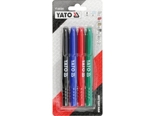 YATO YT-69304 4 db - os műszaki jelölőfilc készlet fekete - zöld - kék - piros