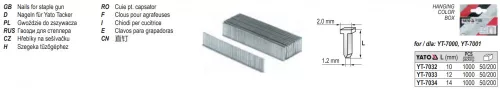 YATO YT-7032 Szeg tűzőgéphez 10 mm