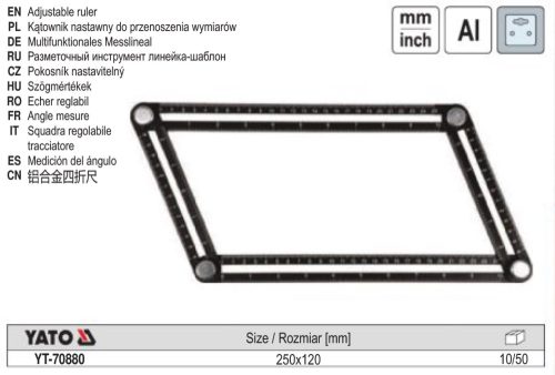 YATO YT-70880 Szögmérő járólapozáshoz 250 x 120 mm alu