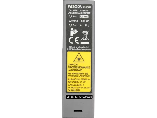 YATO YT-731240 Lézeres távolságmérő max 30 m