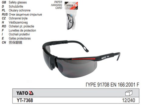 YATO YT-7368 Védőszemüveg füstszínű T:91708