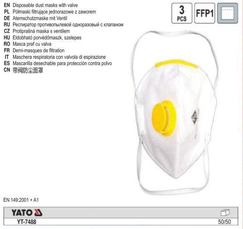 YATO YT-7488 Pormaszk FFP1NR szelepes (3 db/cs)