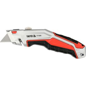   YATO YT-75202 Behúzható tarpézpengés kés övvágó / dobozbontó funkcióval +3 db pótpengével