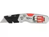 YATO YT-75210 Behajtható tarpézpengés kés övvágó / dobozbontó funkcióval +2 db pótpengével +2 db bitheggyel (1 db lapos 6mm, 1 db PH2)
