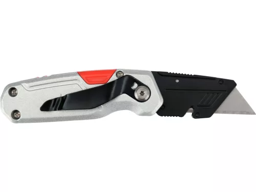 YATO YT-75210 Behajtható tarpézpengés kés övvágó / dobozbontó funkcióval +2 db pótpengével +2 db bitheggyel (1 db lapos 6mm, 1 db PH2)
