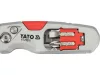 YATO YT-75210 Behajtható tarpézpengés kés övvágó / dobozbontó funkcióval +2 db pótpengével +2 db bitheggyel (1 db lapos 6mm, 1 db PH2)