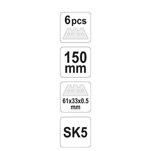 YATO YT-7534 Trapézpengés kés összecsukható + 5db penge