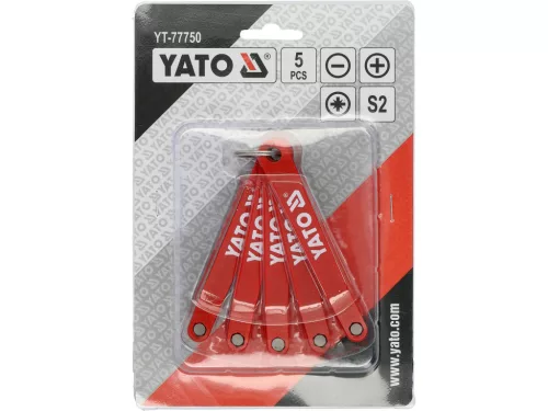 YATO YT-77750 Ultra alacsony profilú vegyes csavarhúzó készlet 5 részes (Lapos, PH1, PH2, PZ1, PZ2)