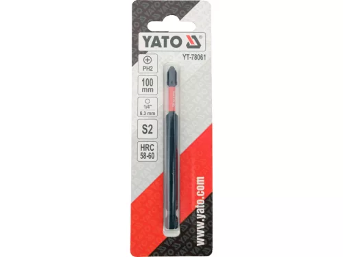 YATO YT-78061 Ütvecsavarozó bithegy 1/4 col 6,3 mm hatszög bitbefogással 100mm PH2
