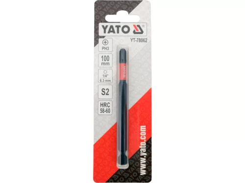 YATO YT-78062 Ütvecsavarozó bithegy 1/4 col 6,3 mm hatszög bitbefogással 100mm PH3