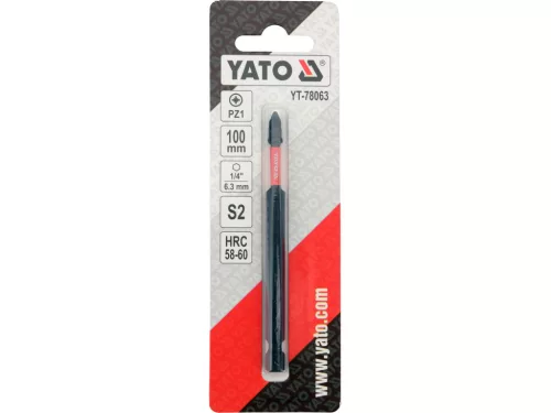 YATO YT-78063 Ütvecsavarozó bithegy 1/4 col 6,3 mm hatszög bitbefogással 100mm PZ1