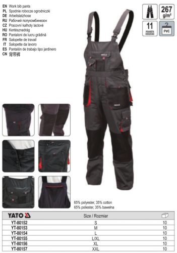 YATO YT-80153 Munkavédelmi kertésznadrág M-es méret 11 zsebes
